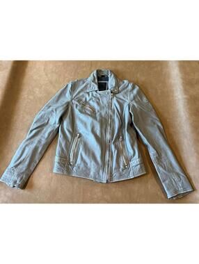 Mauritius Sofia RF Lamb Leather Moto Jacket Gray (Women’s 8)
